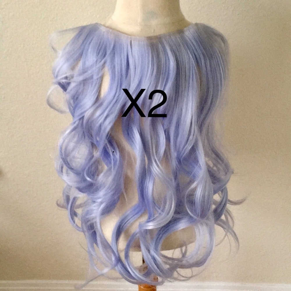 Light Blue Curly Hidden Halo Hair Extension 18”